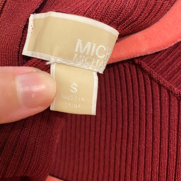 Michael Kors mock neck logo tape dress in maroon, size S - Picture 2 of 3